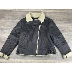 Lucky Brand Women's‎ Jacket Size Large Faux Suede & Fur Moto Jacket